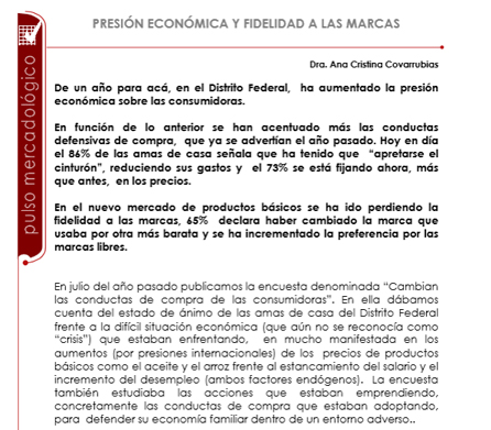 Presión económica y fidelidad a las marcas (julio 2009)