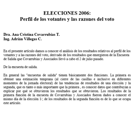Elección presidencial 2006: perfil de los votantes y razones del voto (julio 2006)